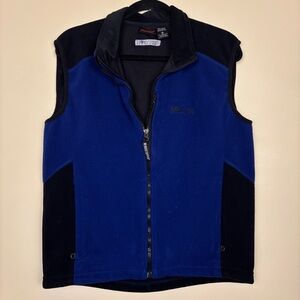 Marmot Men's Dual-Tone Fleece Vest Size Medium Blue Black Full Zip Warm‎ Winter